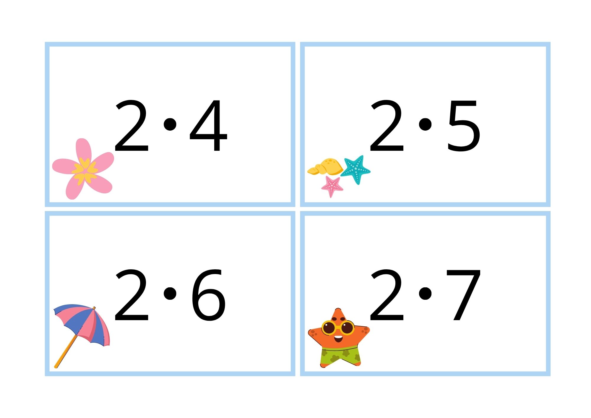 Multiplikasjonskort for 0- til 11-gangen med strandtema - Bilde 4