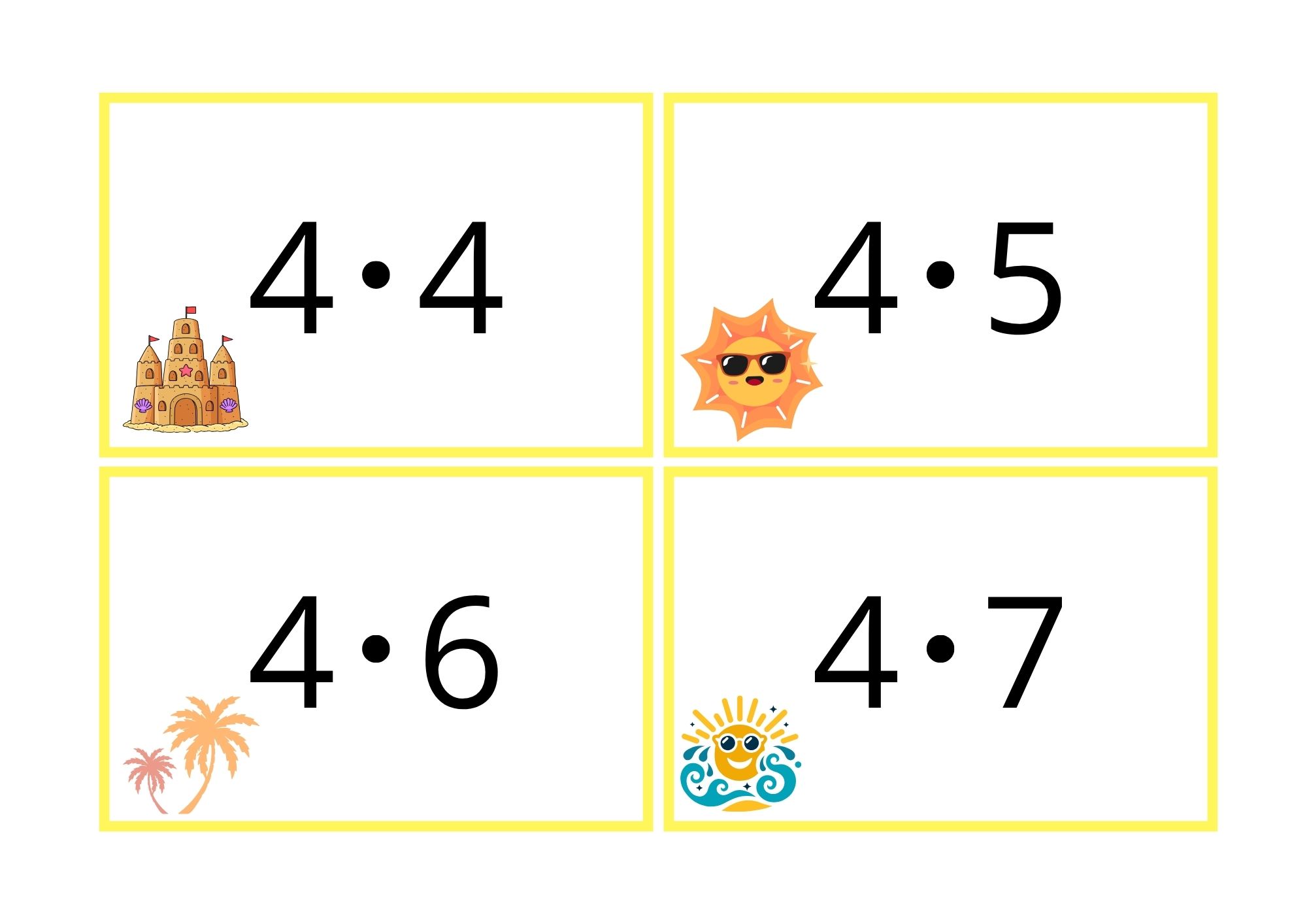 Multiplikasjonskort for 0- til 11-gangen med strandtema - Bilde 6