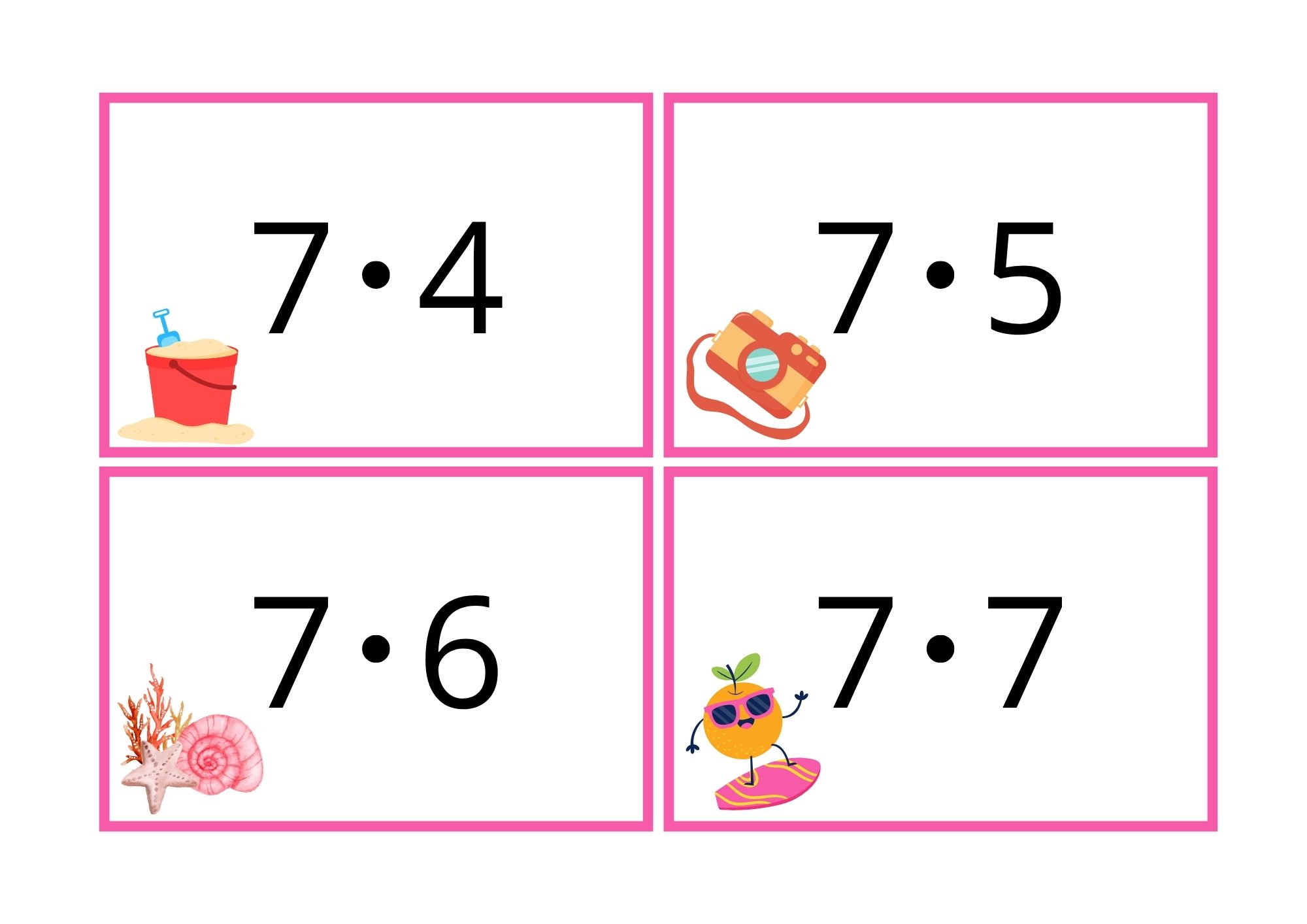 Multiplikasjonskort for 0- til 11-gangen med strandtema - Bilde 9