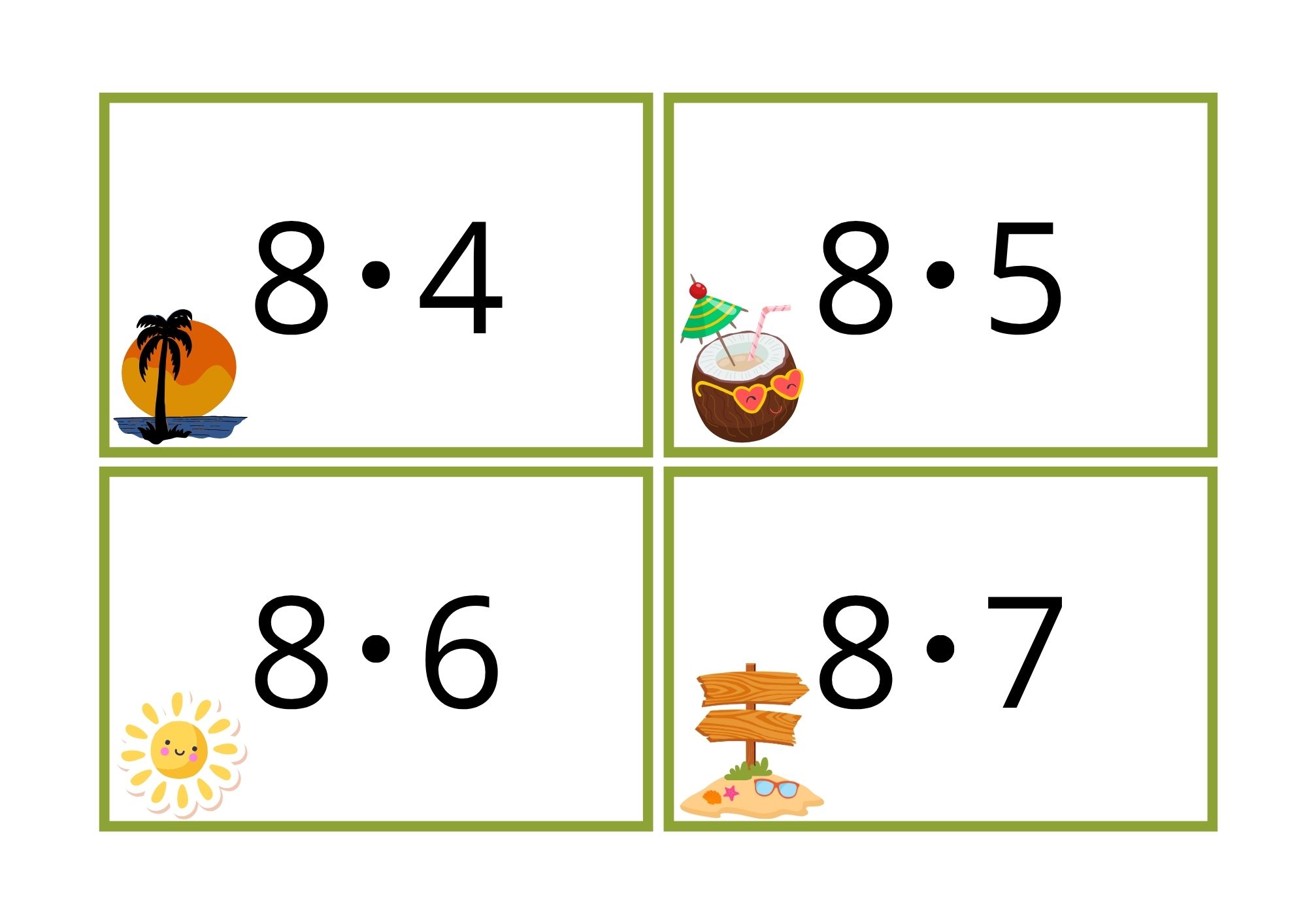 Multiplikasjonskort for 0- til 11-gangen med strandtema - Bilde 10
