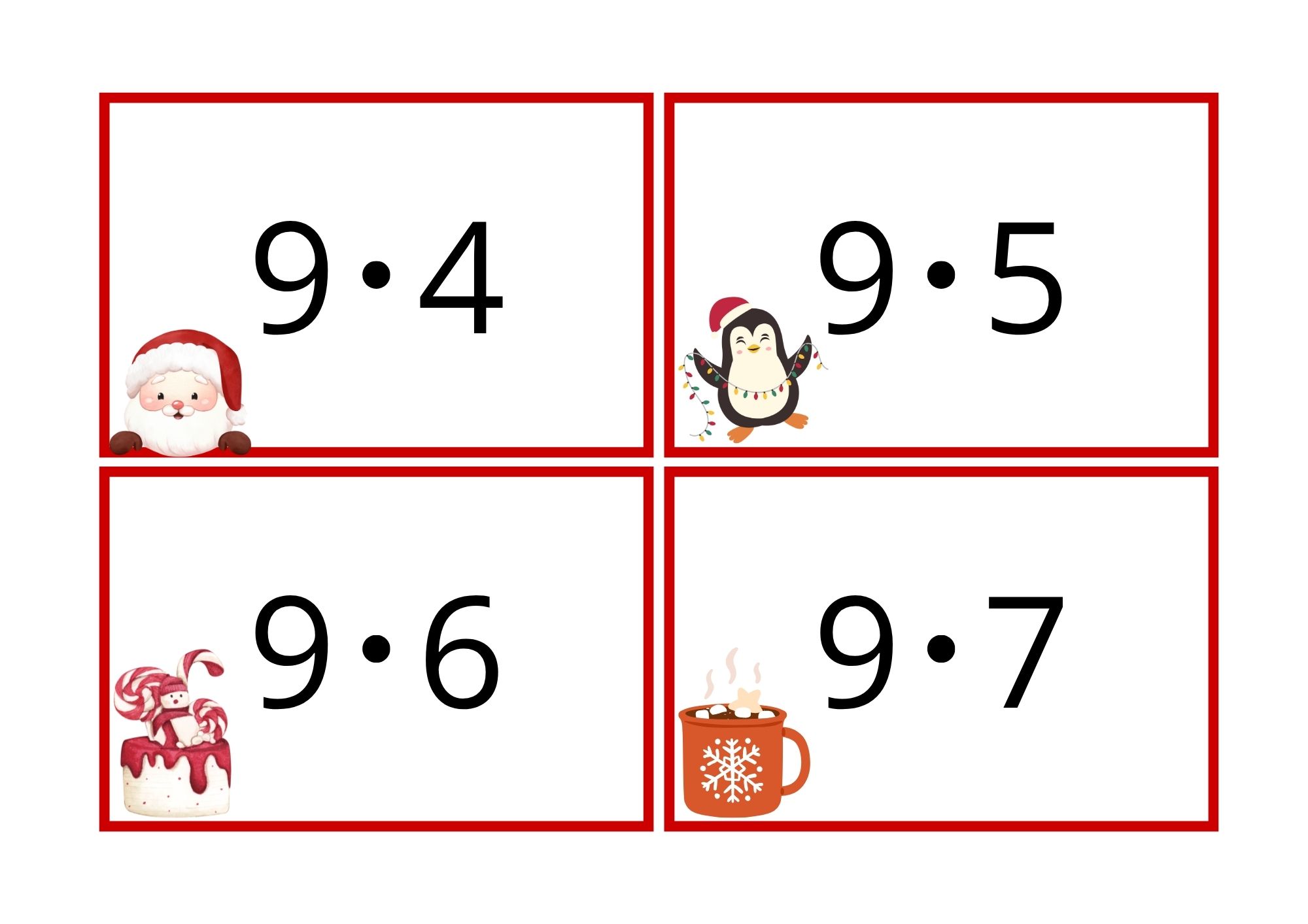 Multiplikasjonskort for 0- til 11-gangen med julemotiv - Bilde 11