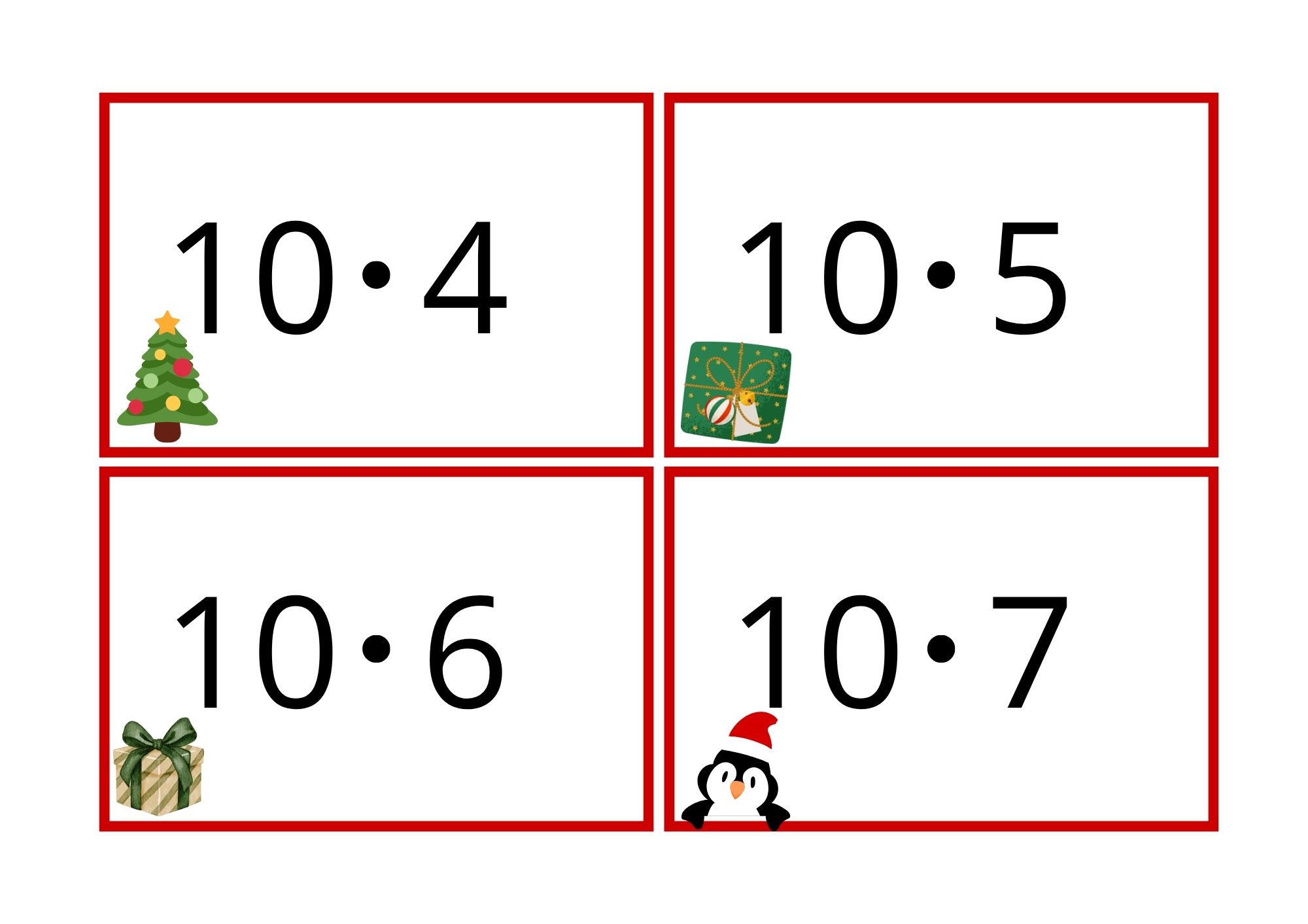 Multiplikasjonskort for 0- til 11-gangen med julemotiv - Bilde 12
