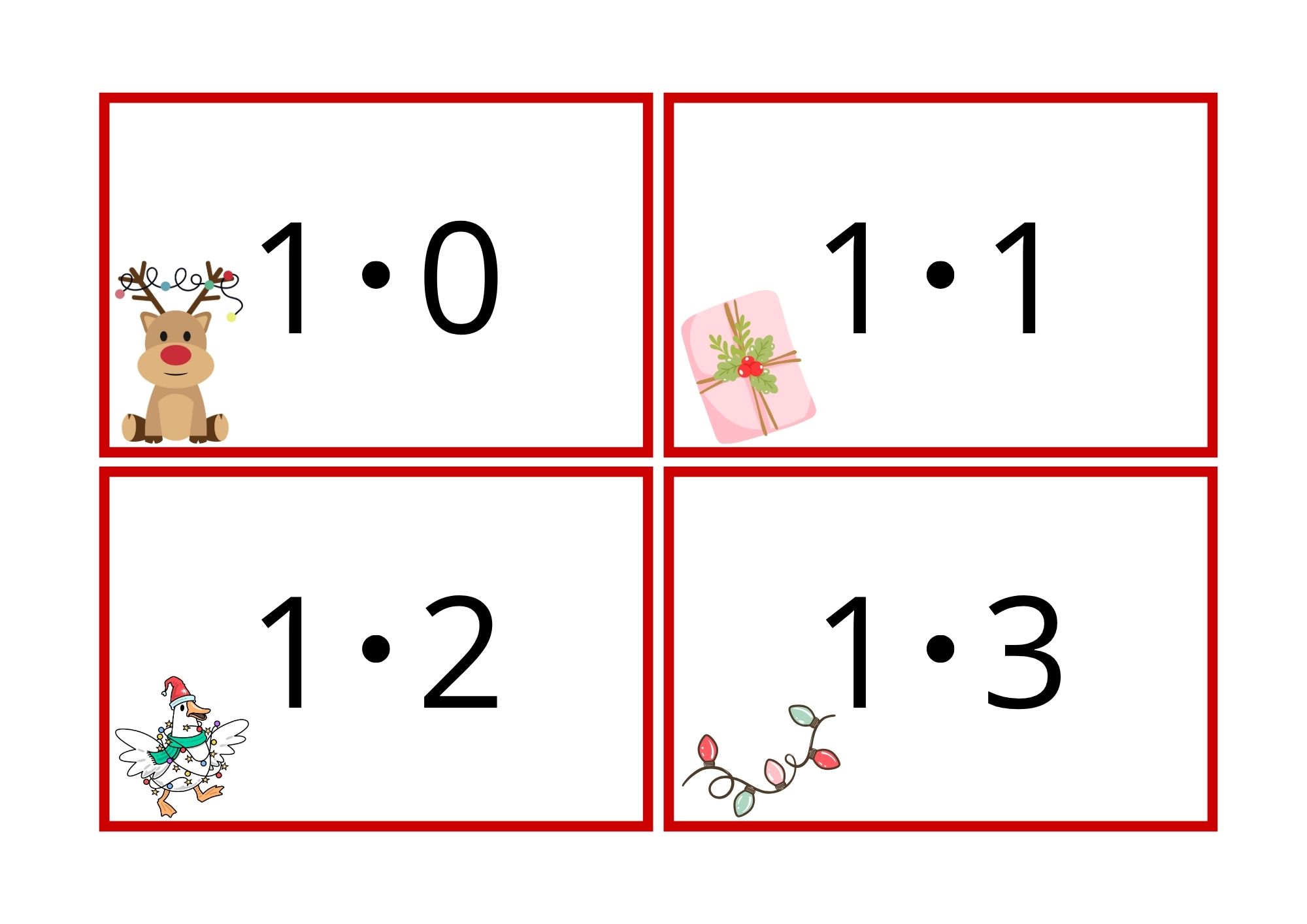 Multiplikasjonskort for 0- til 11-gangen med julemotiv - Bilde 3