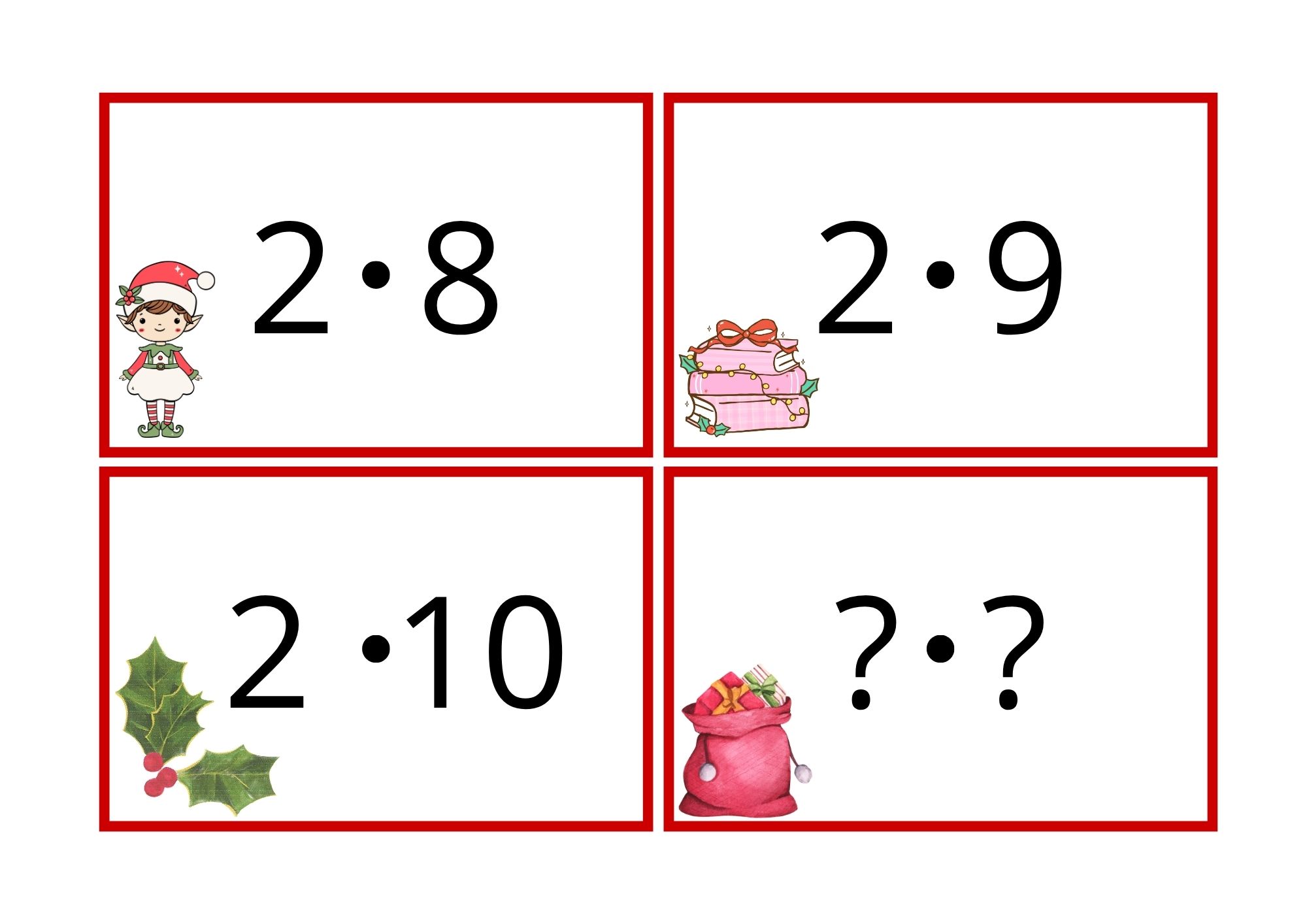 Multiplikasjonskort for 0- til 11-gangen med julemotiv - Bilde 4