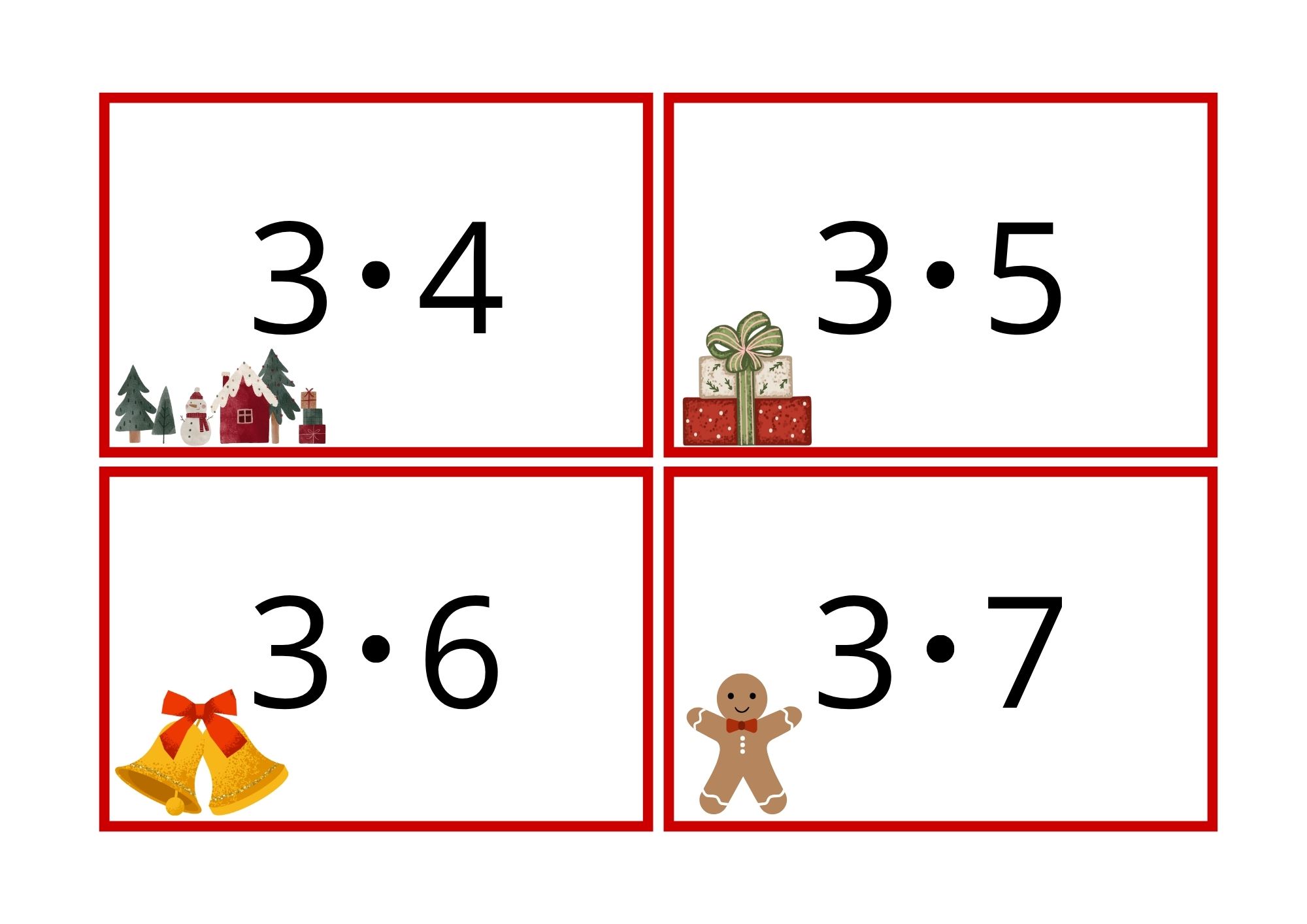 Multiplikasjonskort for 0- til 11-gangen med julemotiv - Bilde 5