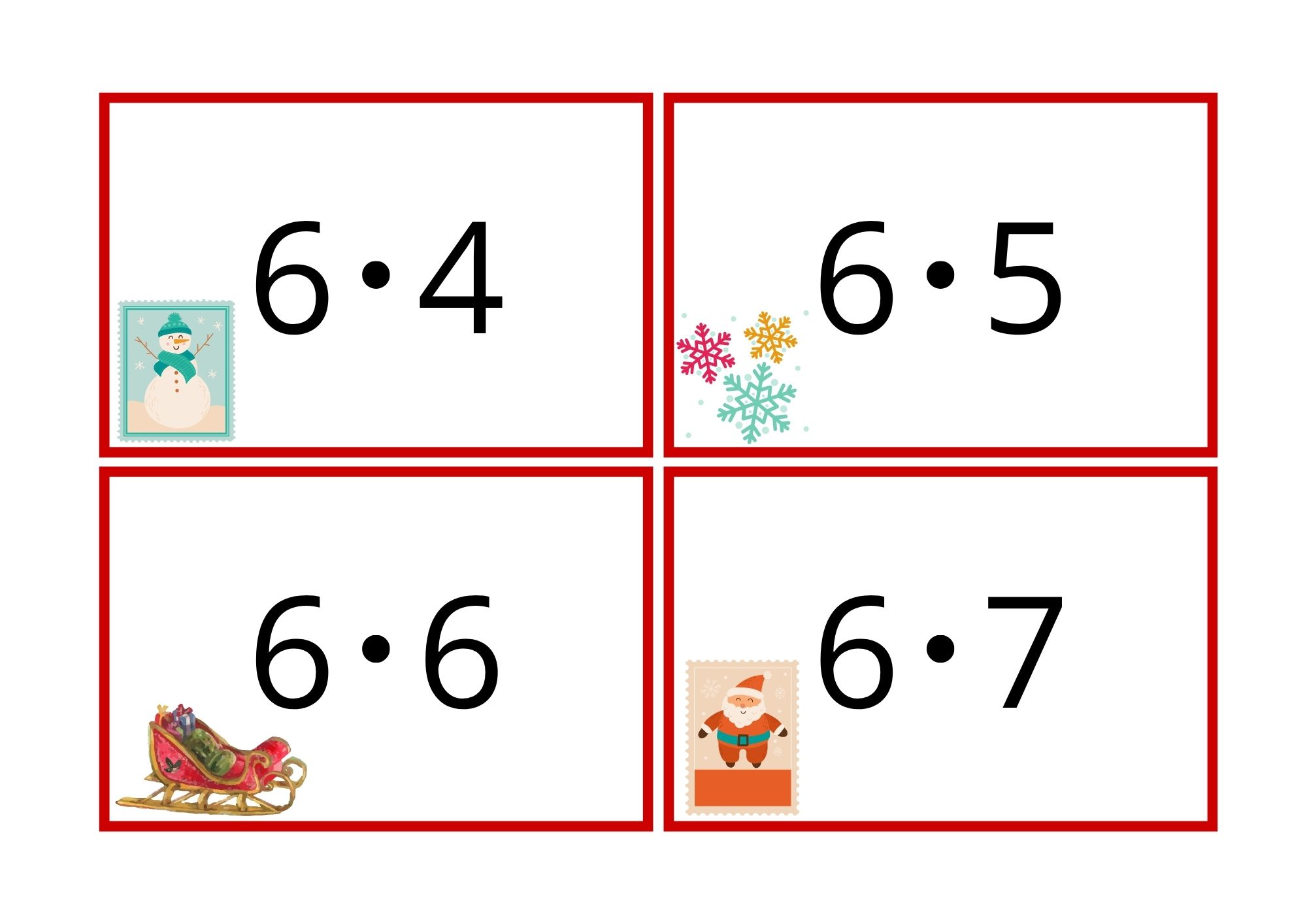 Multiplikasjonskort for 0- til 11-gangen med julemotiv - Bilde 8