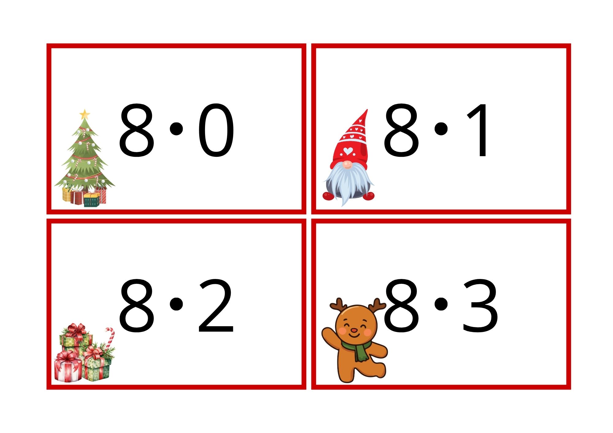 Multiplikasjonskort for 0- til 11-gangen med julemotiv - Bilde 10