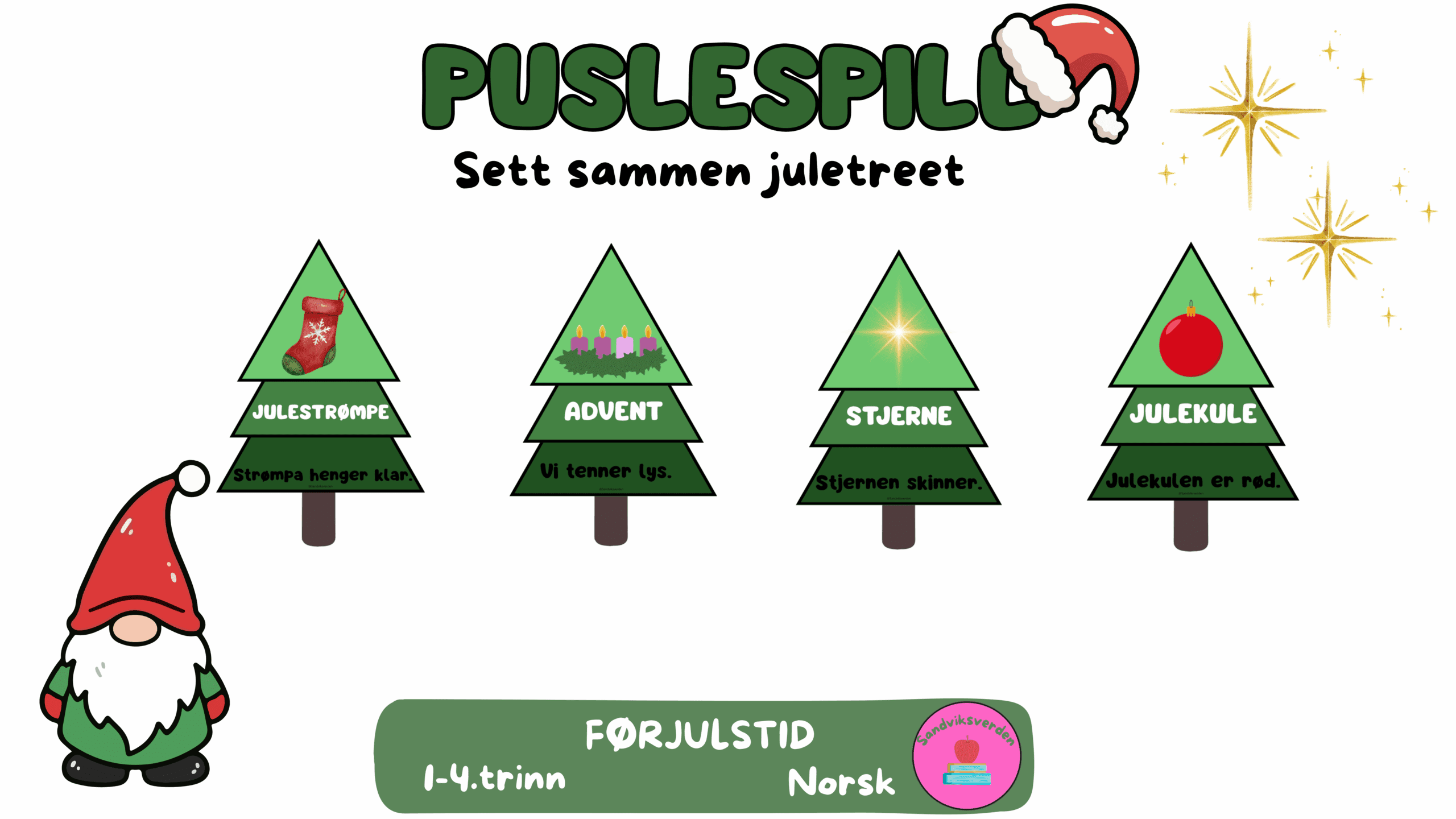 Sett sammen juletreet- puslespill