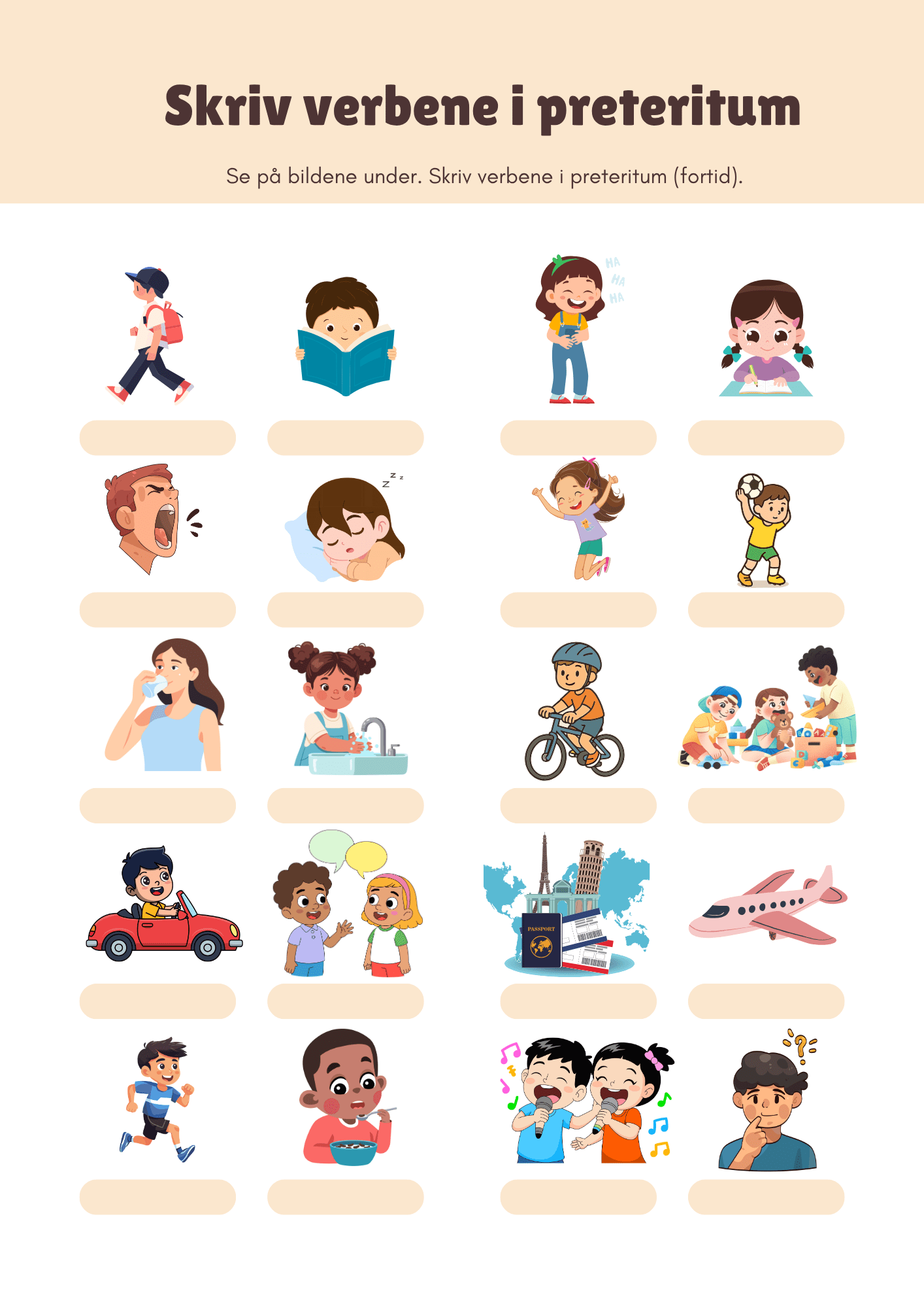Skriv verbene i preteritum (Arbeidsark) med fasit