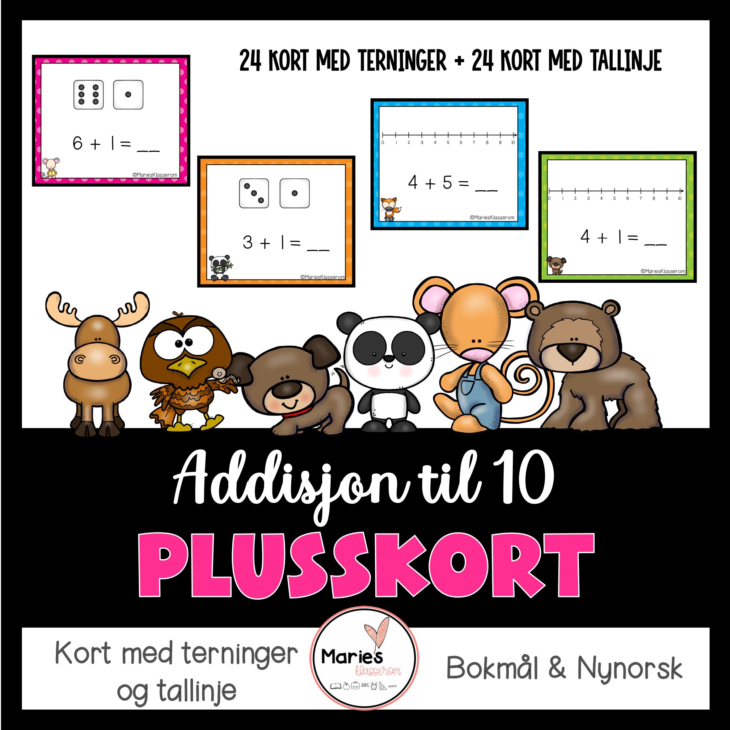 PLUSSKORT med terninger og tallinje