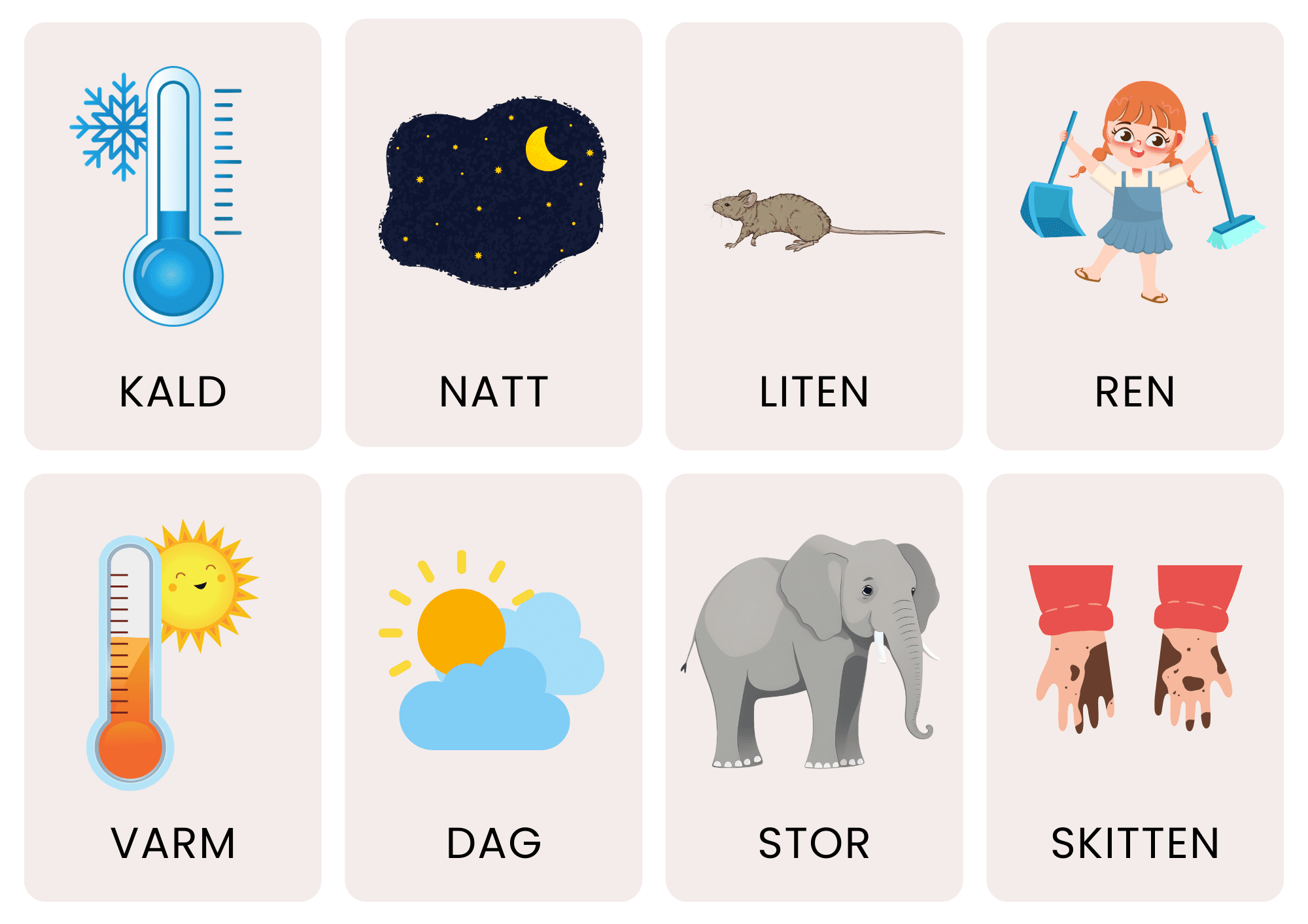 Motsetninger: Ordkort og arbeidsark - Bilde 3