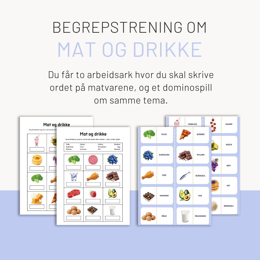 Begrepstrening om mat og drikke