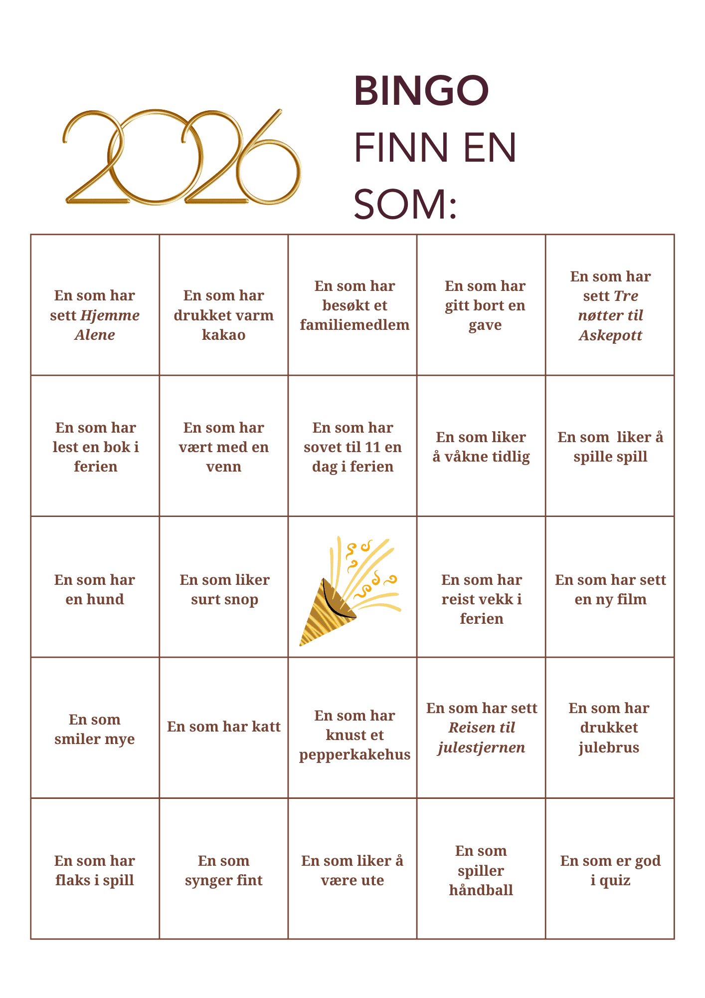 Bingo 2026: Finn en som...