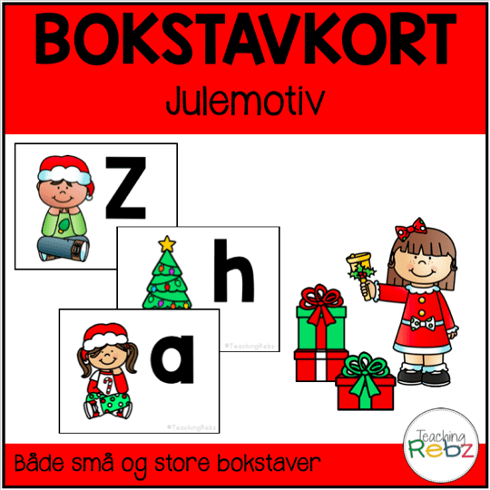 Bokstavkort - Julemotiv - Store og små bokstaver