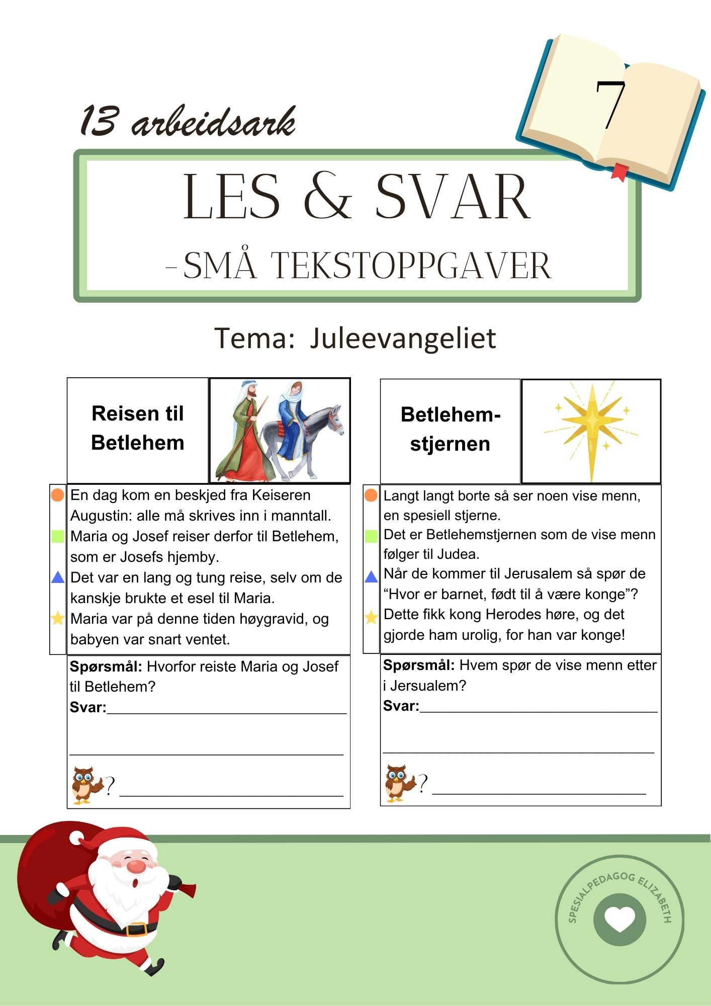 Les og svar - små tekstoppgaver 7 - Juleevangeliet