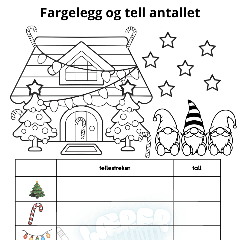 telleoppgave - jul (tallområde 0-10)