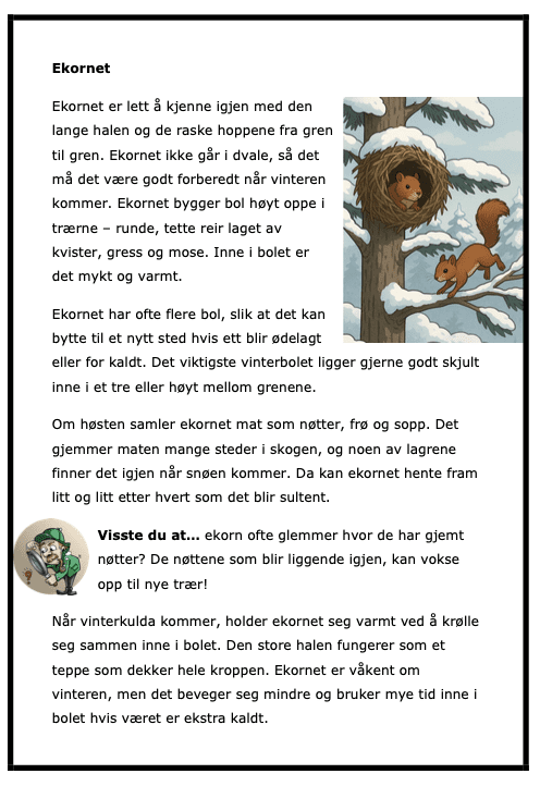 Hvor bor dyra om vinteren? - BM - faktatekst med spørsmål - 24 sider - ca 3.-5.trinn - Bilde 4