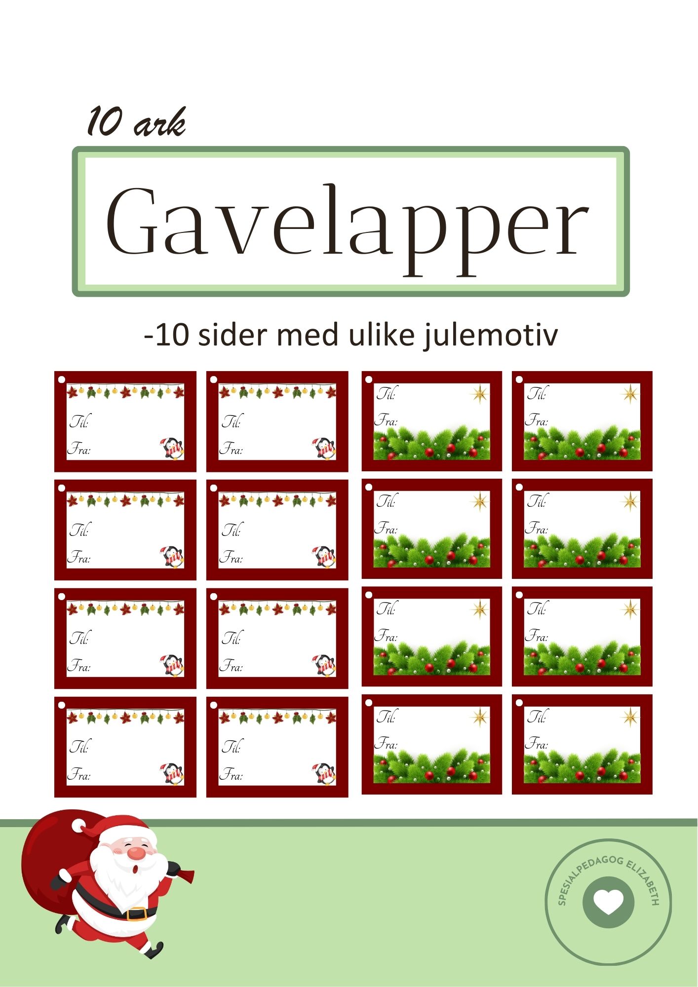 Gavelapper med 10 ulike motiver