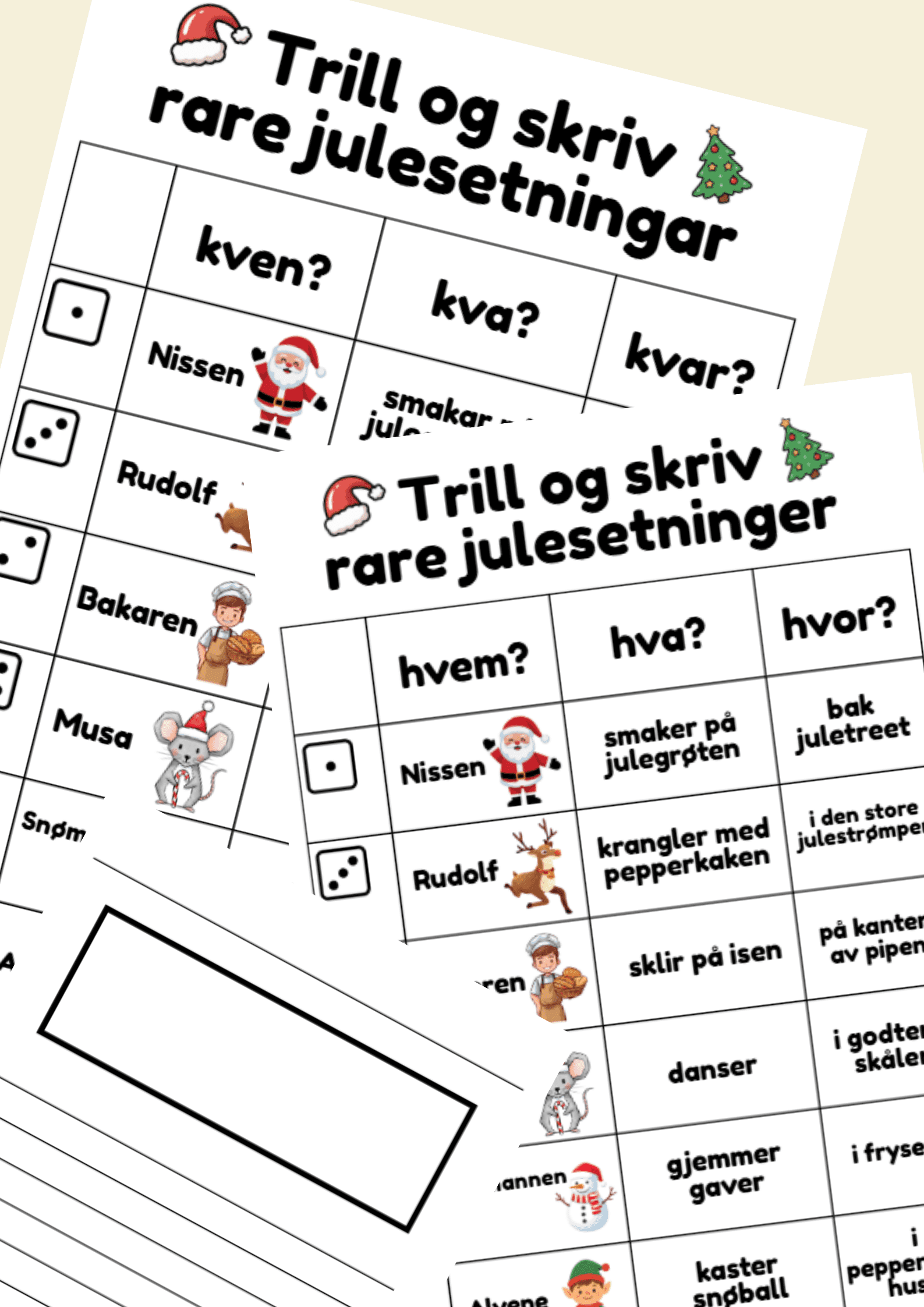 Trill og skriv rare julesetningar (nynorsk og bokmål)