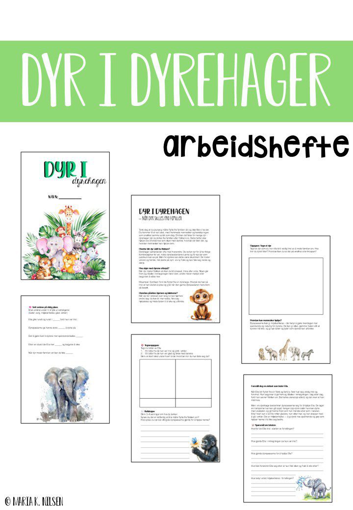 Dyr i dyrehage - arbeidshefte