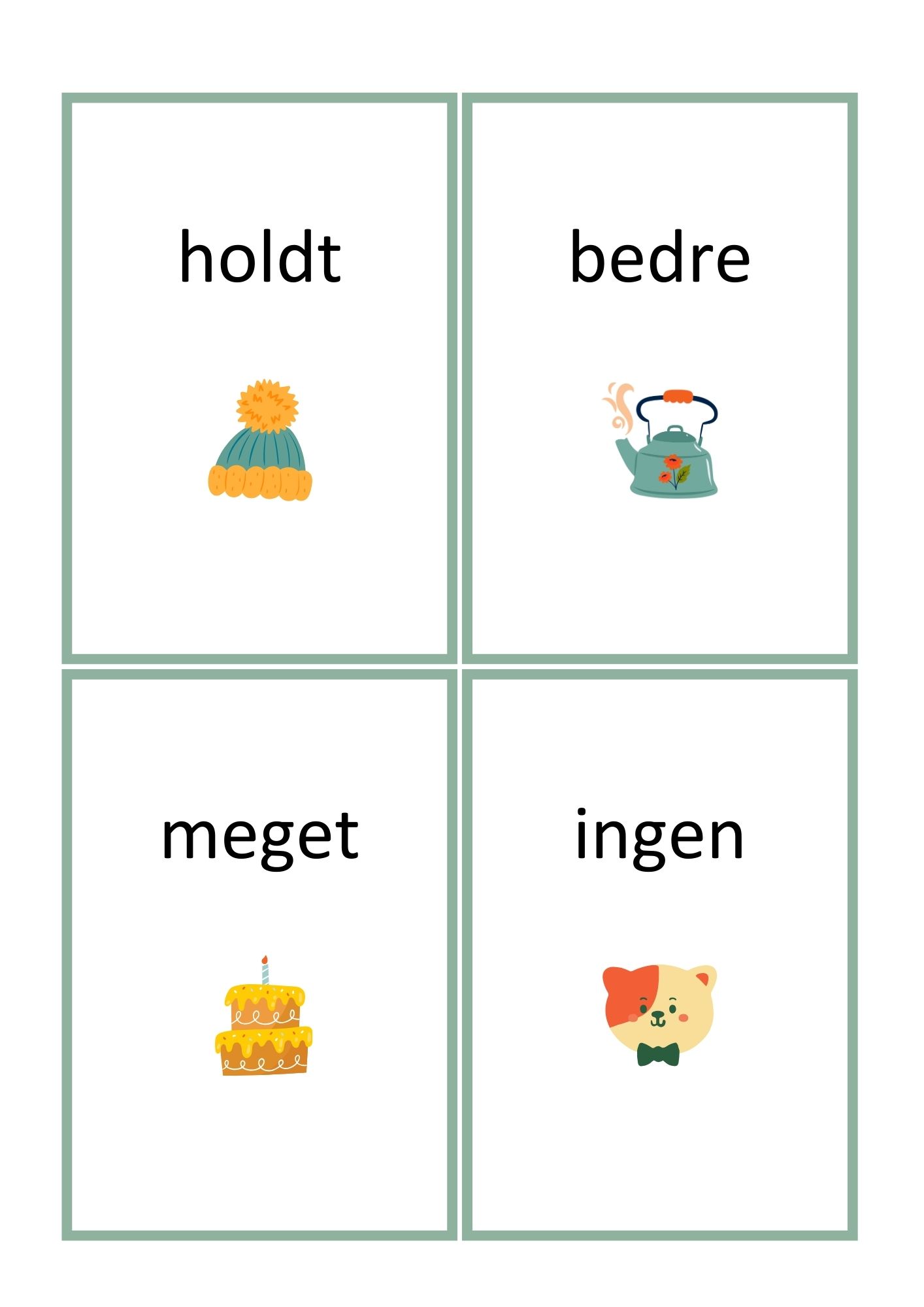 Høyfrekvente ord rangert fra 120 - 240 - arbeidskort - små bokstaver - Bilde 9