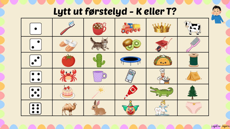 Lytt ut førstelyd - K eller T?
