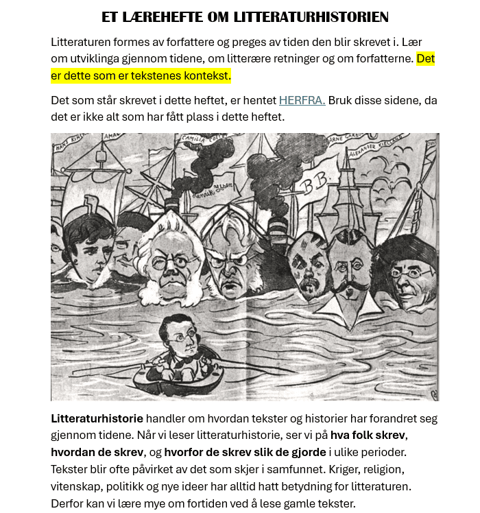 Litteraturhistorie - et lærehefte med tilsvarende oppgaver
