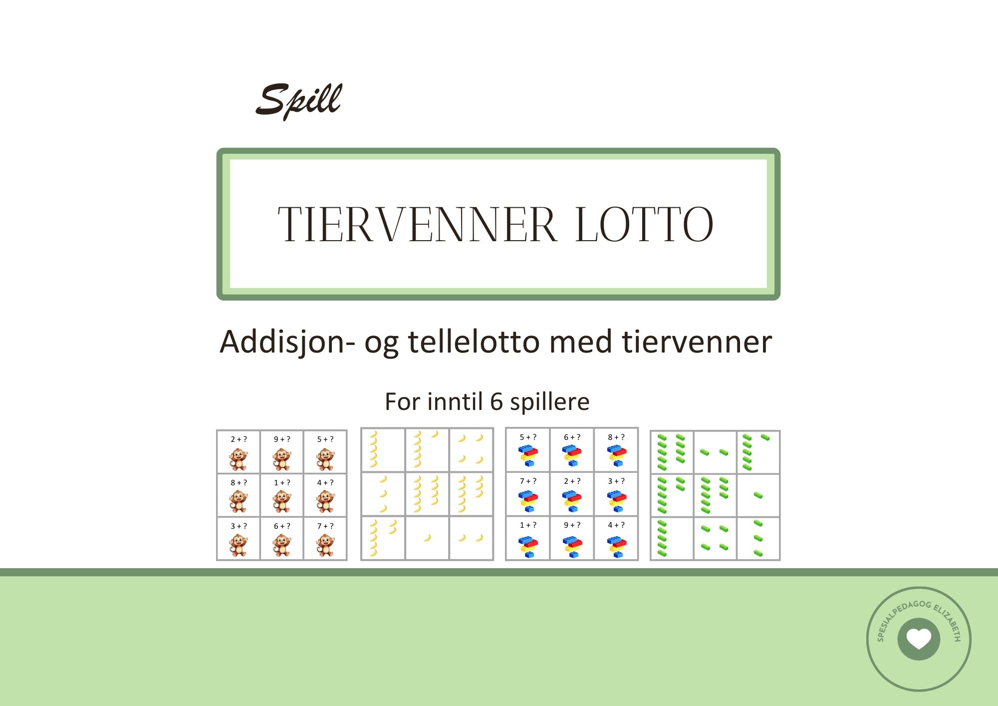 Tiervenner lotto, addisjon og telling med tiervenner