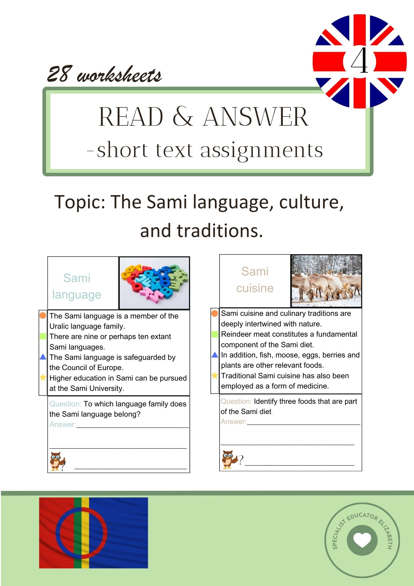 Read & answer 4 - short text assignments - The Sami language, culture, and traditions