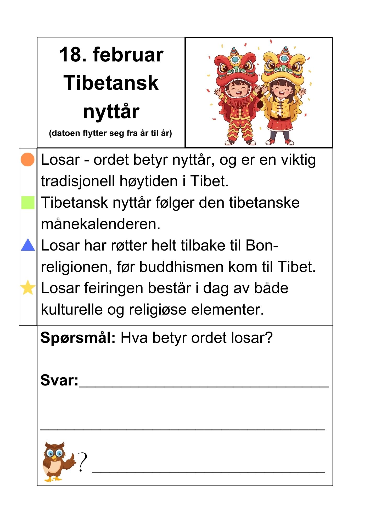 Februar måned - faktatekster om merkedager og kulturelle- og religiøse hendelser + små oppgaver - Bilde 9