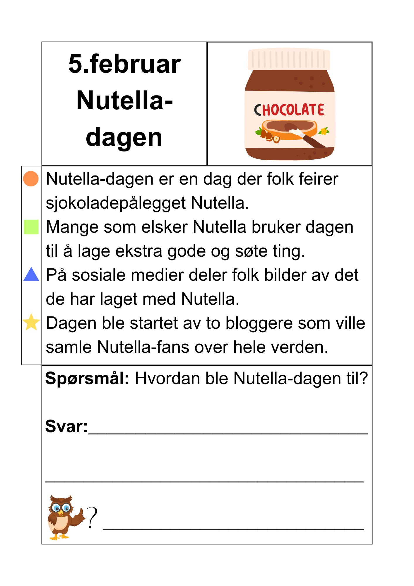 Februar måned - faktatekster om merkedager og kulturelle- og religiøse hendelser + små oppgaver - Bilde 6