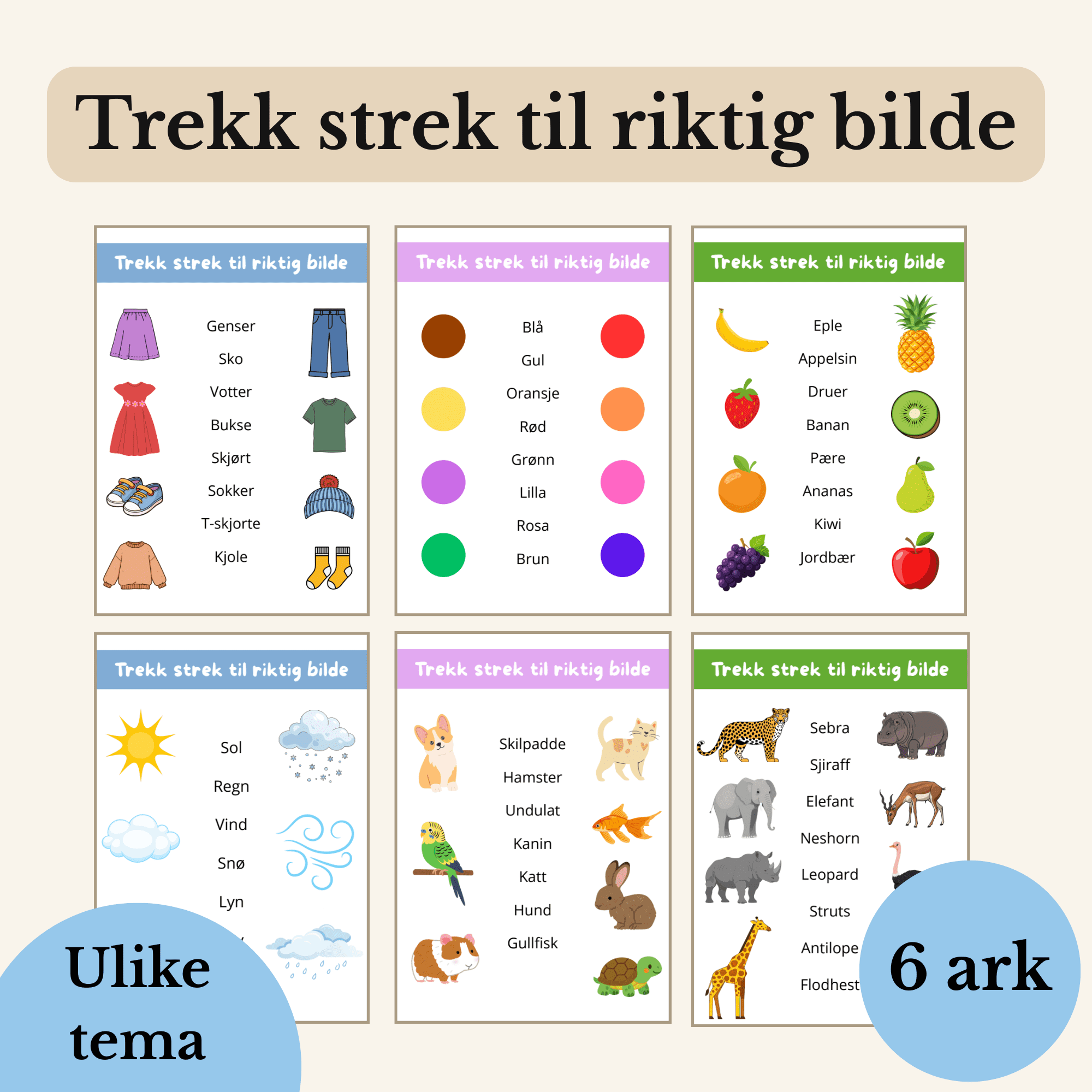 Trekk strek til riktig bilde