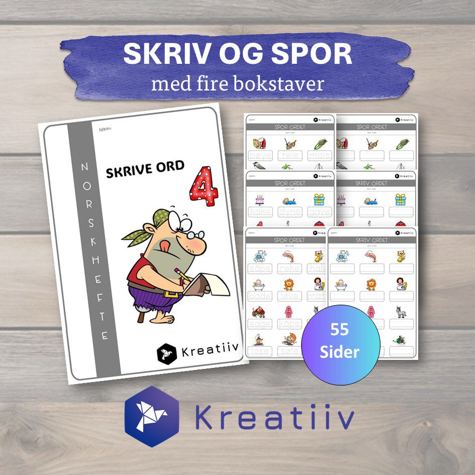 Skriv og spor med fire bokstaver