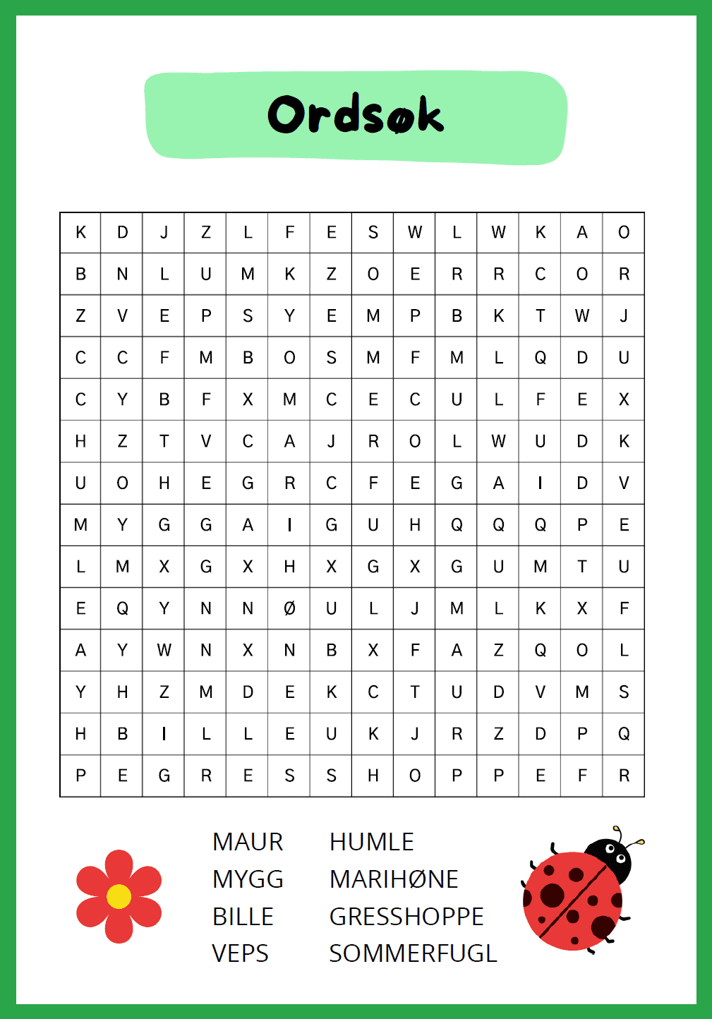Ordsøk: insekter