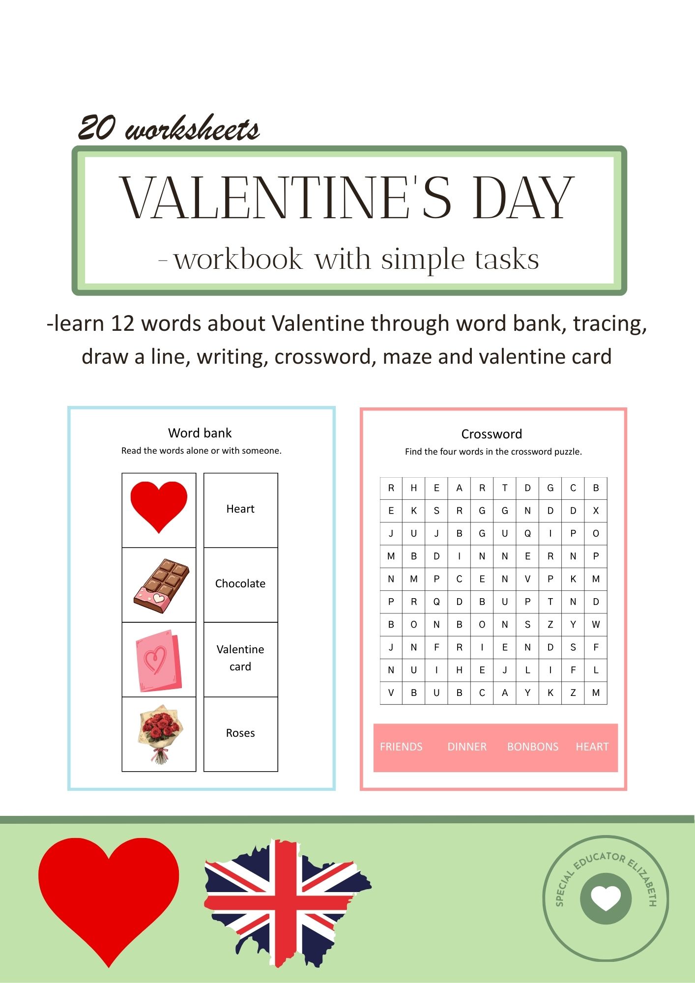 Valentin's day -workbook with simple tasks