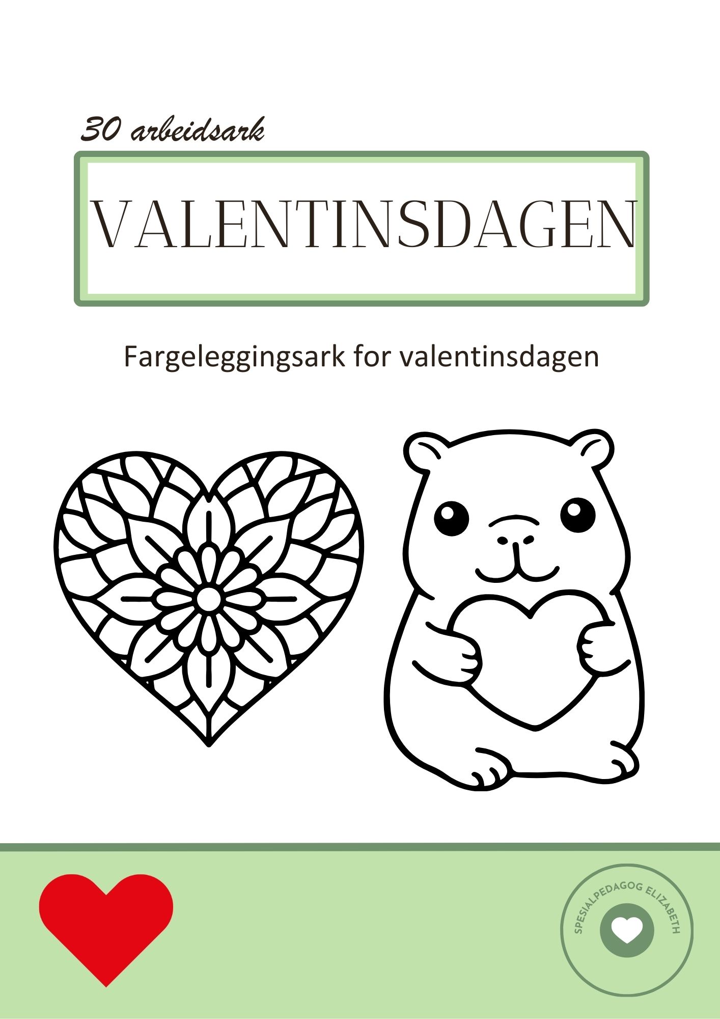 30 fargeleggingsark til valetinsdagen