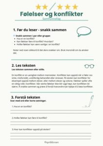 Arbeidsark følelser og konflikter - samfunnsfag