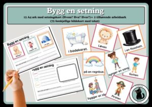 Bygg en setning - tekst-og bildekort (inkludert arbeidsark)