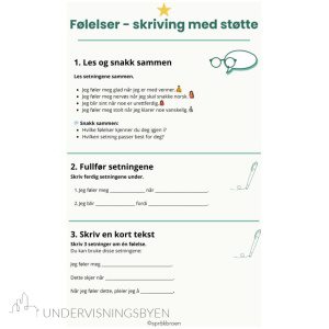 Arbeidsark følelser - setningsbygging
