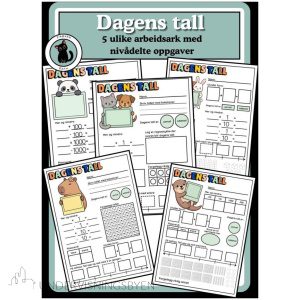 Dagens tall - 5 nivådelte arbeidsark