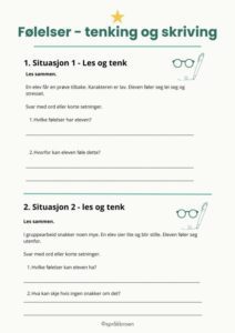 Arbeidsark følelser - tenking og skriving