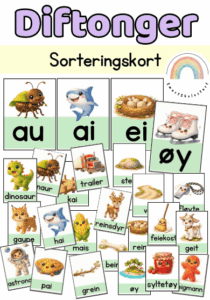 Diftonger - sorteringskort