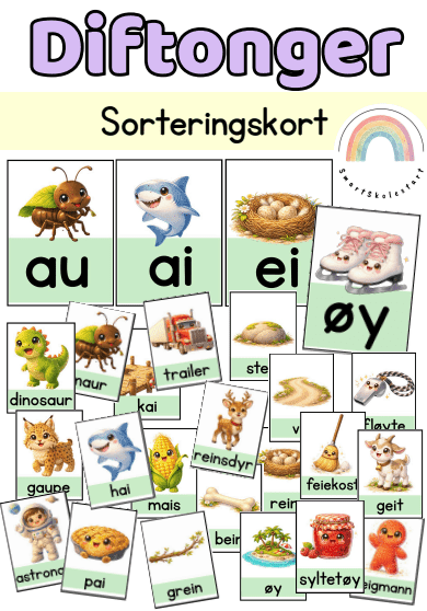 Diftonger - sorteringskort