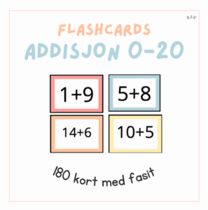 Flashcards: addisjon 0-20 + rutenett