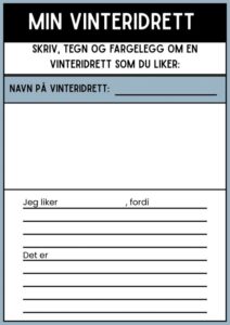 Arbeidsark - skriveoppgave min vinteridrett