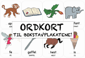 Ordkort - tilhører bokstavplakatene!