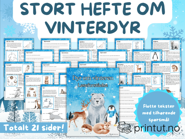 Leseforståelse VINTERDYR - 21 sider