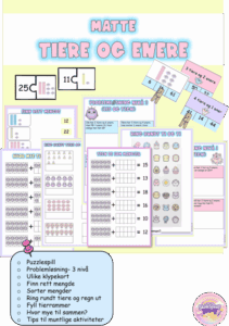 Tiere og enere (klypekort, arbeidsark, puzzlespill m.m)