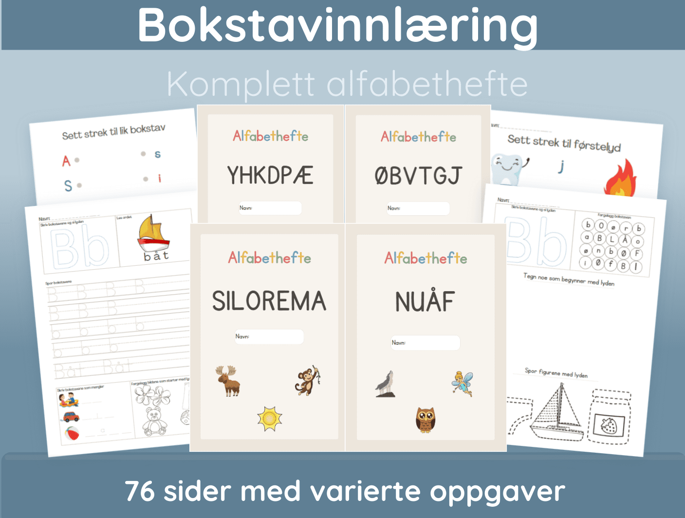 Bokstavinnlæring: Komplett alfabethefte