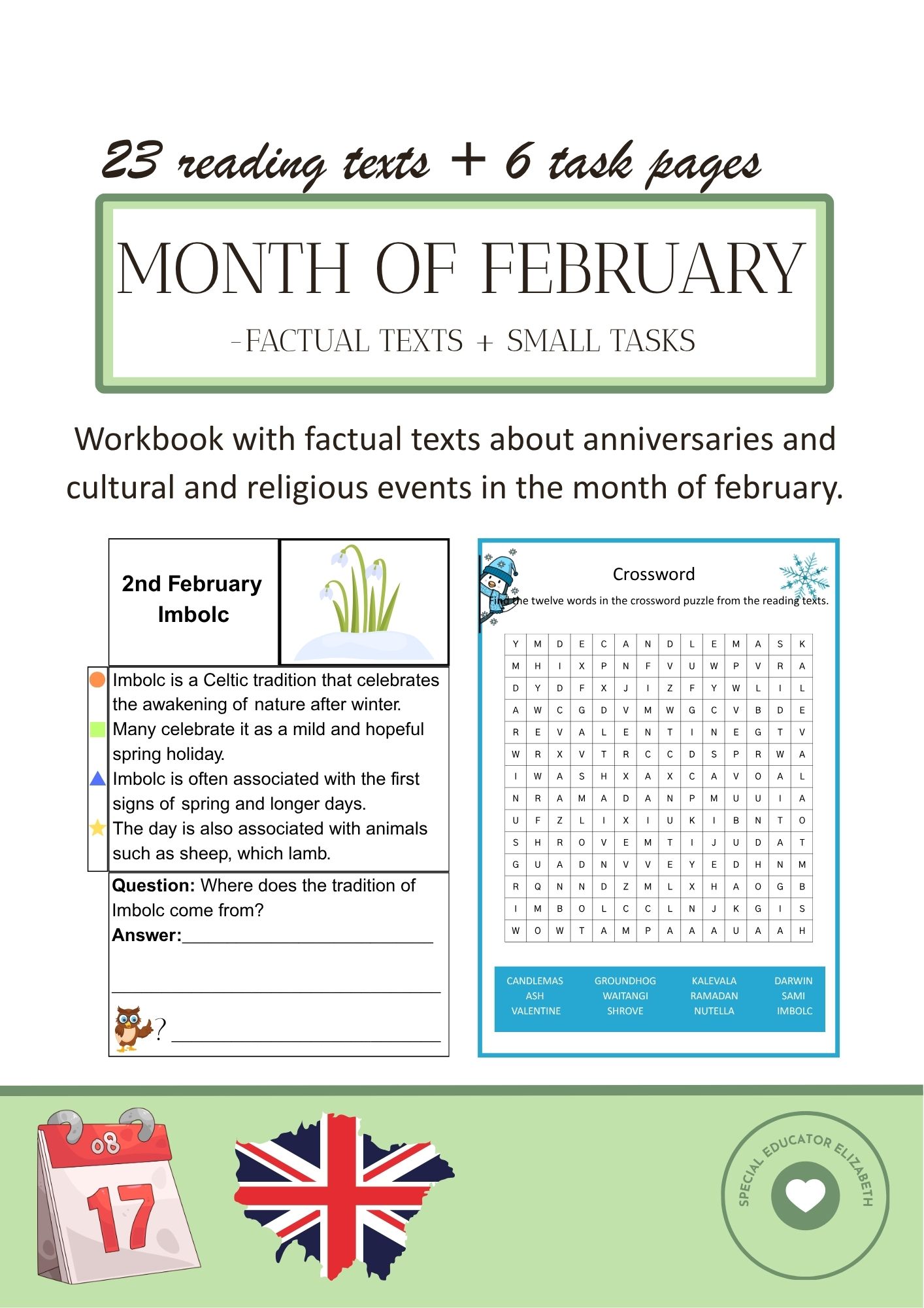 Month of february - factual texts + smal task about anniversaries and cultural and religious events